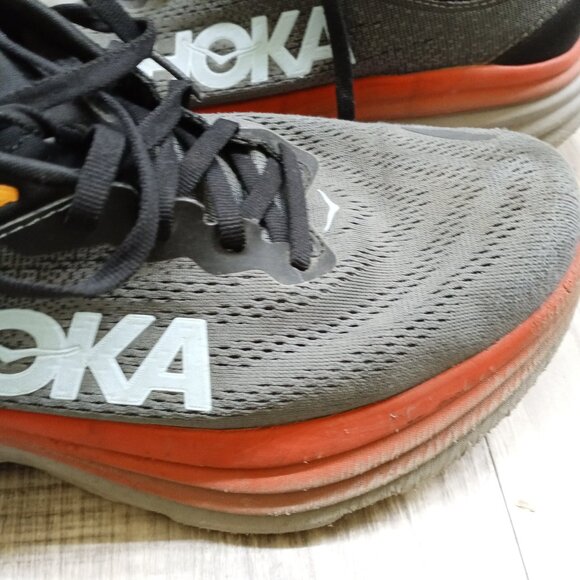 HOKA One One Bondi Men's 10.5 D Shoes Gray Orange - Picture 5 of 11